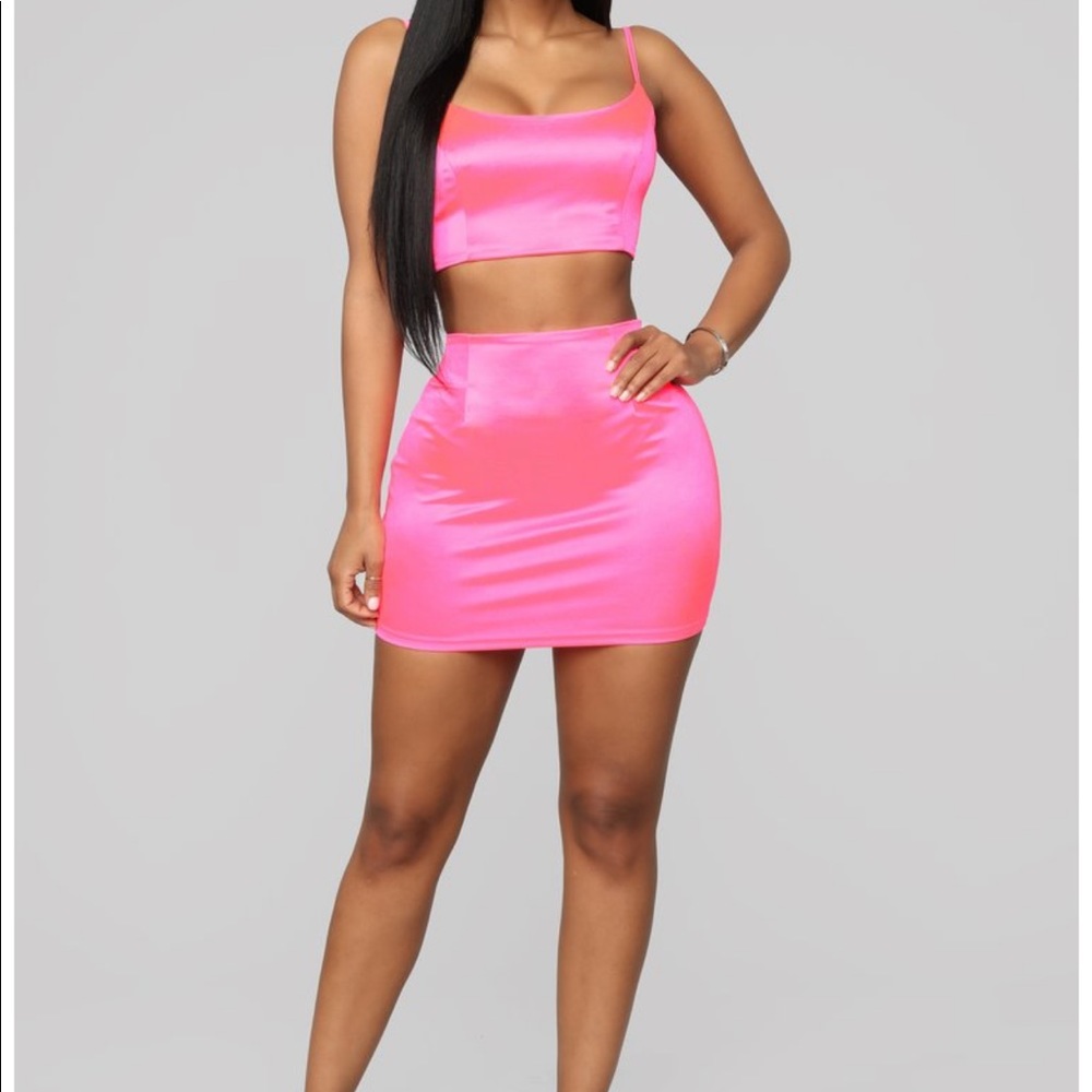 Neon pink true icon fashion nova skirt set